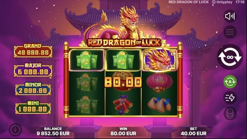 Red Dragon of Luck - बेस गेम में डिनॉमिनेशन के साथ आइकन का गिरना